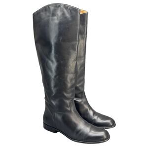 Vero Cuoio Black Leather Tall Equestrian Riding Boots Women 9